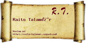 Raits Talamér névjegykártya